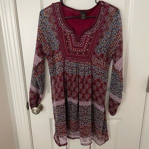 Patterned long sleeve dress